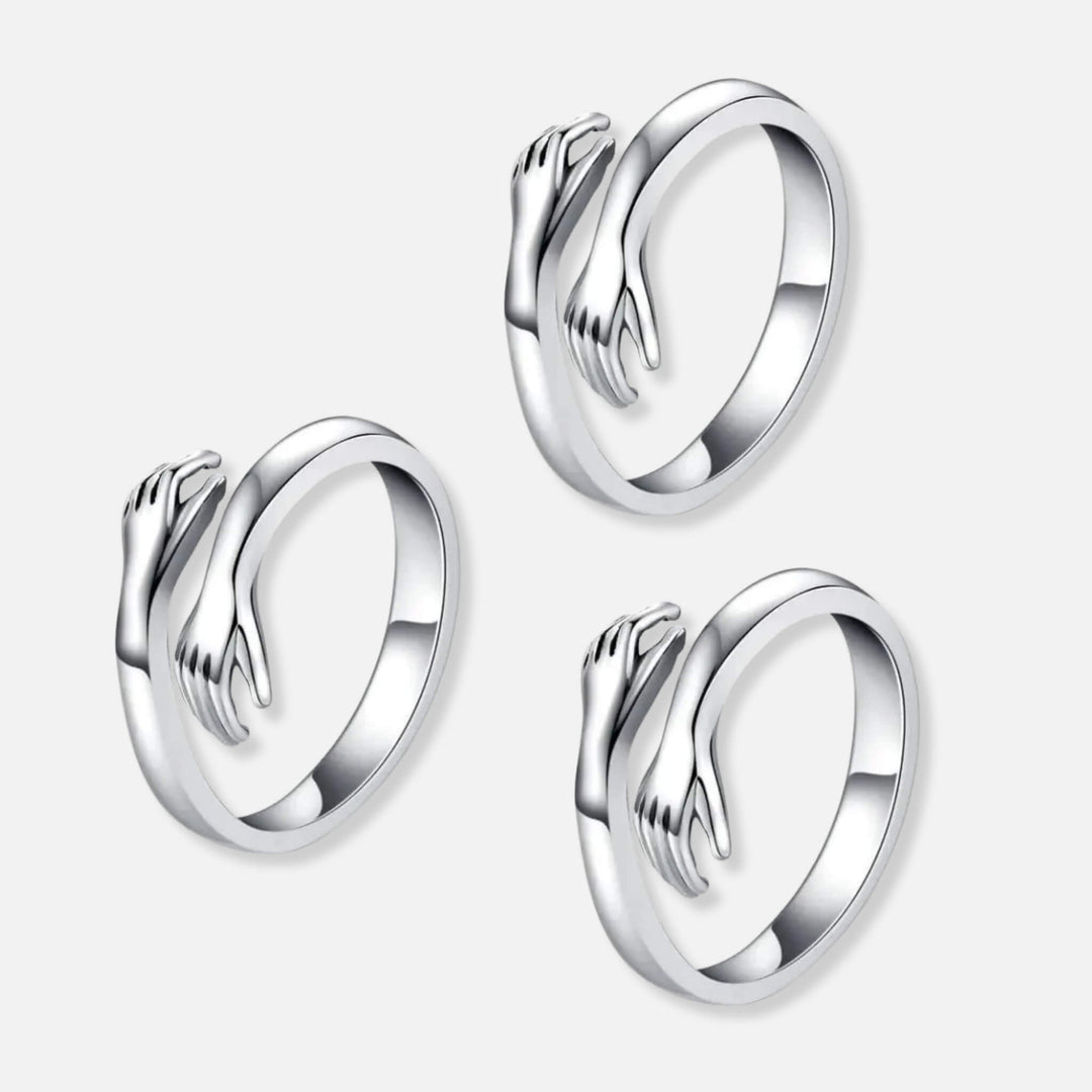 Three Hug Rings - Solid Silver
