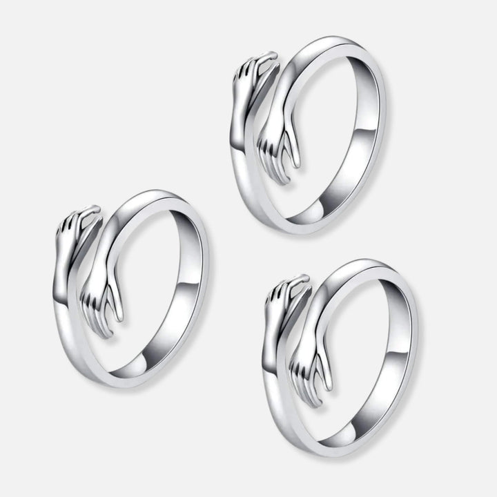 Three Hug Rings - Solid Silver