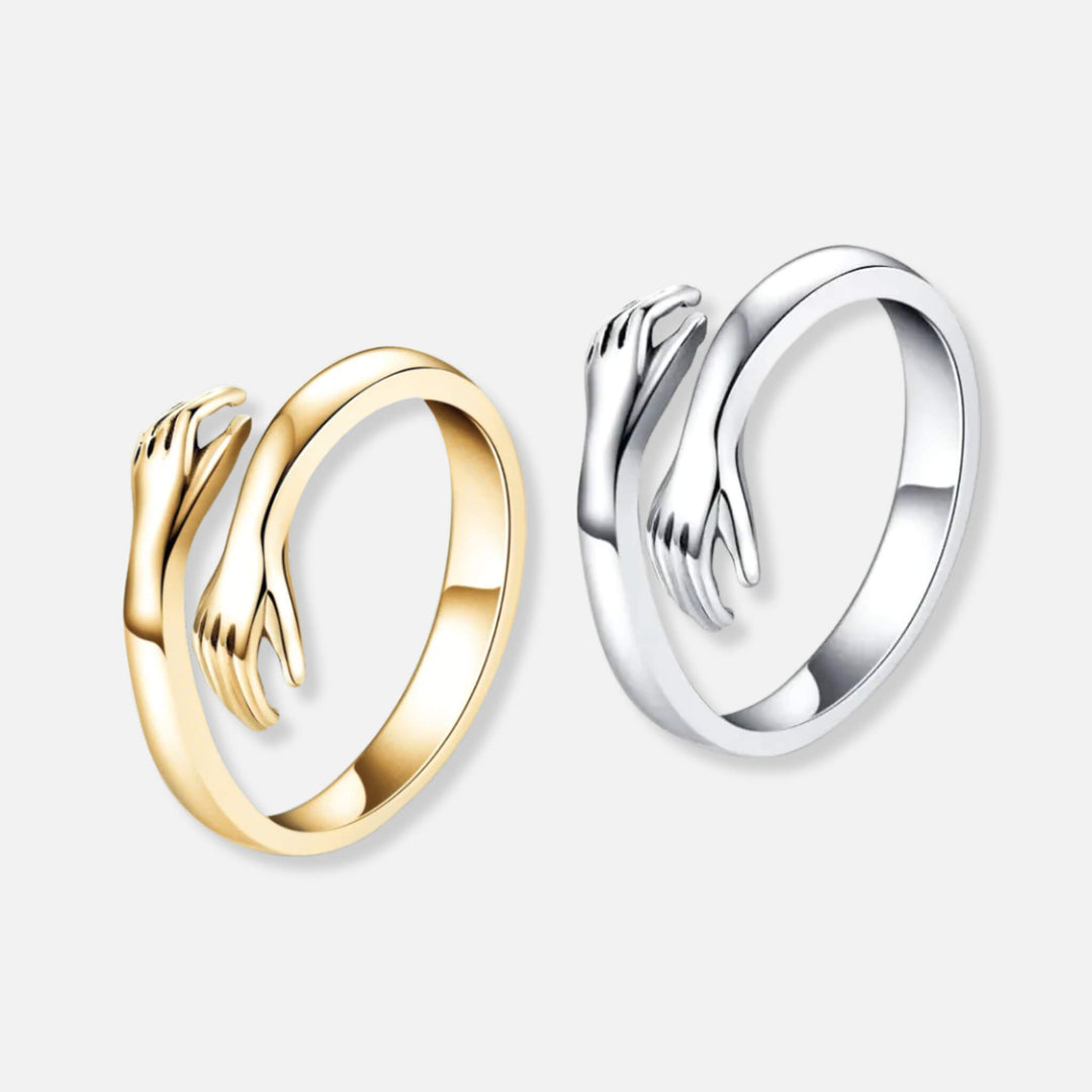 Two Hug Rings - Solid Silver