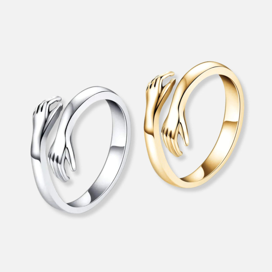 Two Hug Rings - Solid Silver