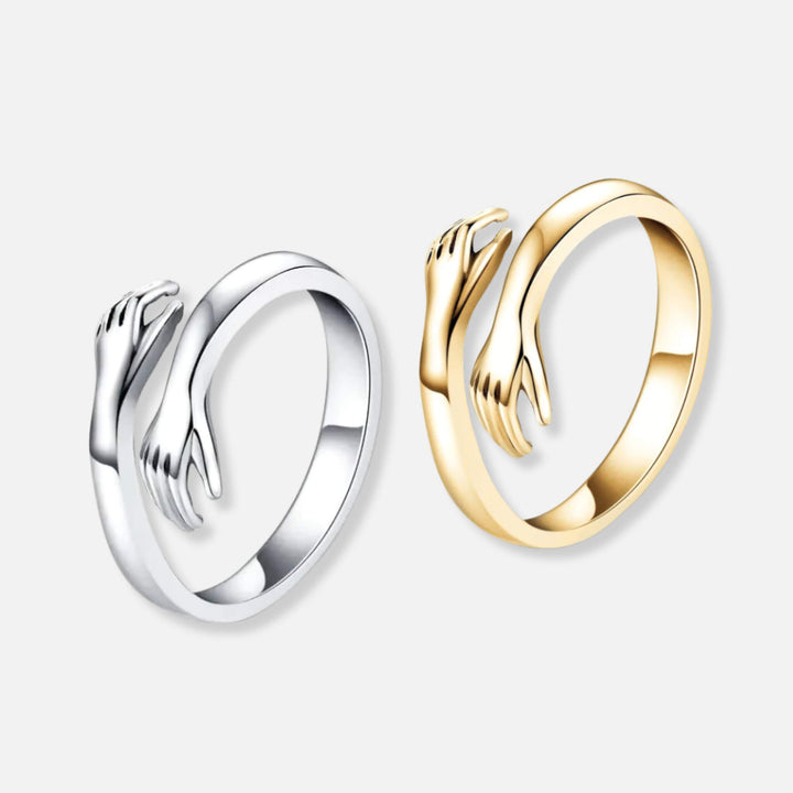 Two Hug Rings - Solid Silver