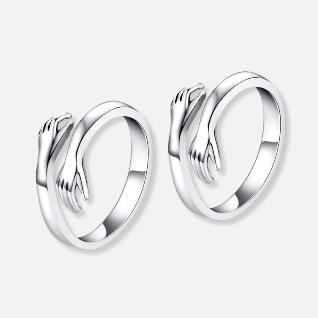 Two Hug Rings - Solid Silver