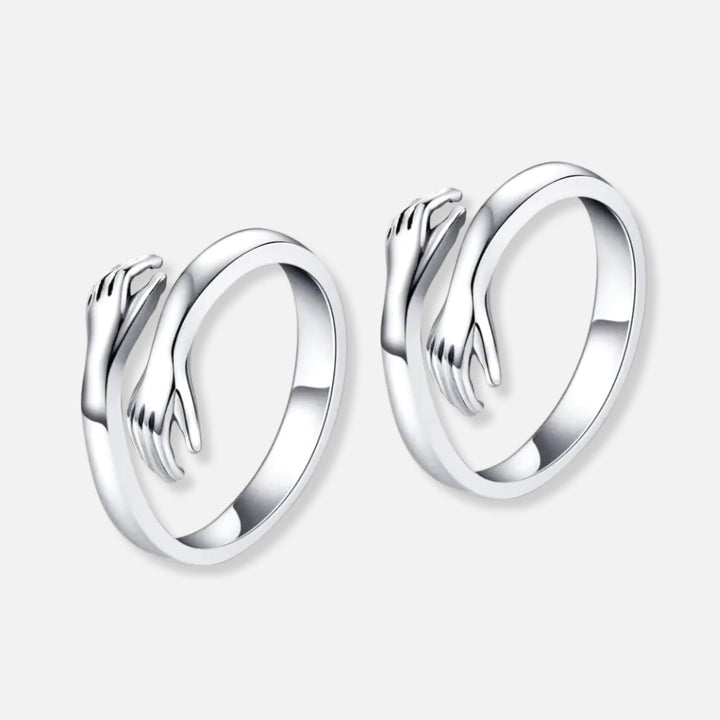 Two Hug Rings - Solid Silver